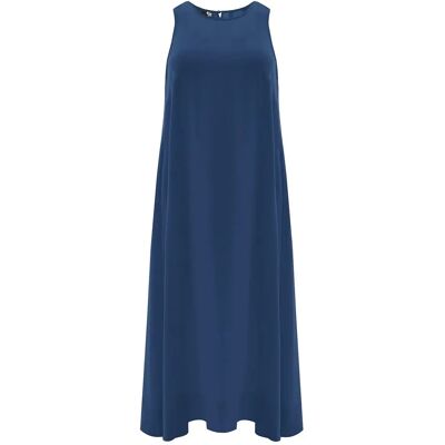 Ärmelloses Maxikleid aus Crêpe Damen Mat Fashion Bleu S/M Femme Ärmelloses Maxikleid aus Crêpe Damen Mat Fashion Bleu S/M Femme