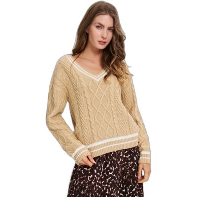 Pullover Damen Moodo Z-SW-4828 Beige S Femme Pullover Damen Moodo Z-SW-4828 Beige S Femme