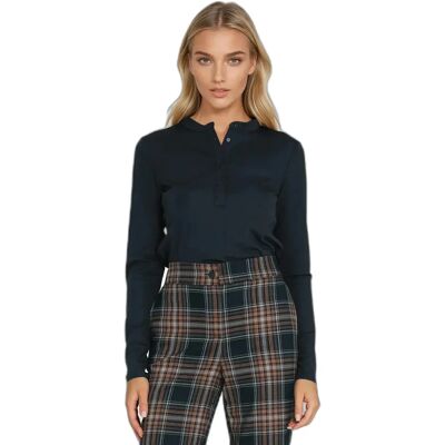 Damen Polo-Bluse mit Stehkragen Nife Bleu 42 Femme Damen Polo-Bluse mit Stehkragen Nife Bleu 42 Femme