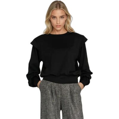 Damenbluse mit hohen Rippbündchen Nife Noir 42 Femme Damenbluse mit hohen Rippbündchen Nife Noir 42 Femme