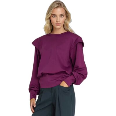 Damenbluse mit hohen Rippbündchen Nife Violet 42 Femme Damenbluse mit hohen Rippbündchen Nife Violet 42 Femme