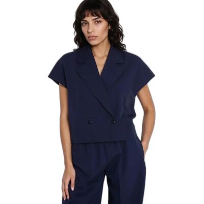 Doppelt geknöpfter Kurzmantel Damen Nife Bleu 38 Femme Doppelt geknöpfter Kurzmantel Damen Nife Bleu 38 Femme