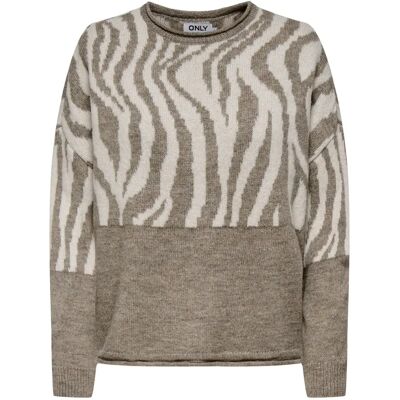 Pullover mit Rundhalsausschnitt Damen Only Jade Animal Gris M Femme Pullover mit Rundhalsausschnitt Damen Only Jade Animal Gris M Femme