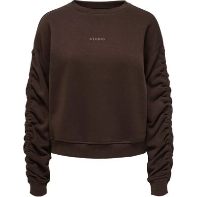 Sweatshirt mit gerafften Ärmeln Damen Only Marron L Femme Sweatshirt mit gerafften Ärmeln Damen Only Marron L Femme