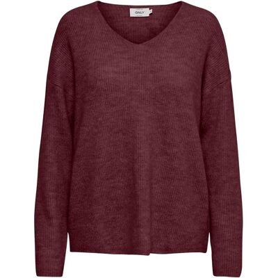 Pullover mit V-Ausschnitt Frau Only Camilla Rouge M Femme Pullover mit V-Ausschnitt Frau Only Camilla Rouge M Femme