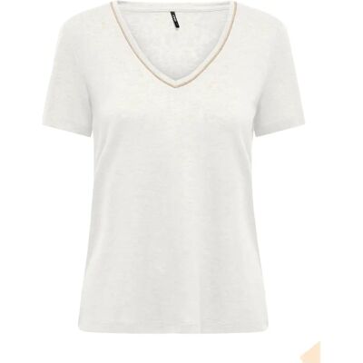 Bluse mit V-Ausschnitt Frau Only Onldorit Shine Jrs Beige S Femme Bluse mit V-Ausschnitt Frau Only Onldorit Shine Jrs Beige S Femme