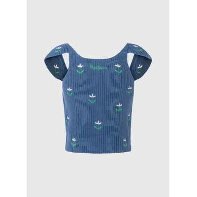 Ärmelloser Pullover Damen Pepe Jeans Greer Bleu S Femme Ärmelloser Pullover Damen Pepe Jeans Greer Bleu S Femme