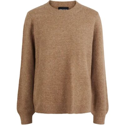 Pullover aus Wolle mit o-Kragen Damen Pieces Janita Marron S Femme Pullover aus Wolle mit o-Kragen Damen Pieces Janita Marron S Femme