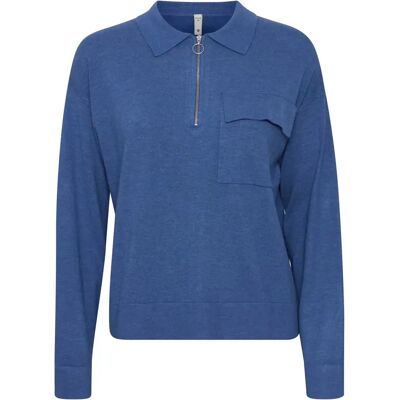 Damen Polo-Pullover mit Reißverschluss Pulz Jeans Sara Bleu S Femme Damen Polo-Pullover mit Reißverschluss Pulz Jeans Sara Bleu S Femme