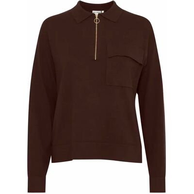 Damen Polo-Pullover mit Reißverschluss Pulz Jeans Sara Marron S Femme Damen Polo-Pullover mit Reißverschluss Pulz Jeans Sara Marron S Femme