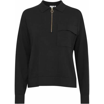 Damen Polo-Pullover mit Reißverschluss Pulz Jeans Sara Noir XS Femme Damen Polo-Pullover mit Reißverschluss Pulz Jeans Sara Noir XS Femme
