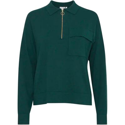 Damen Polo-Pullover mit Reißverschluss Pulz Jeans Sara Vert S Femme Damen Polo-Pullover mit Reißverschluss Pulz Jeans Sara Vert S Femme