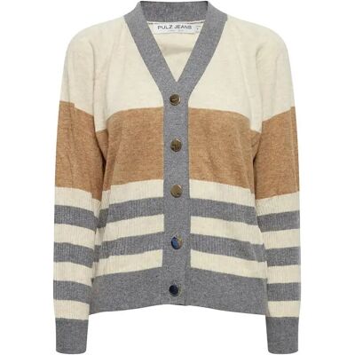Strickjacke, Damen Pulz Jeans Sara Striped Button Gris S Femme Strickjacke, Damen Pulz Jeans Sara Striped Button Gris S Femme