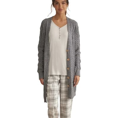 Damen Cardigan mit Knopfleiste für drinnen Selmark Complementos Gris L Femme Damen Cardigan mit Knopfleiste für drinnen Selmark Complementos Gris L Femme