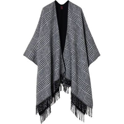 Umhang Damen Stefanel Prince of Wales Noir TU Femme Umhang Damen Stefanel Prince of Wales Noir TU Femme