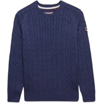 Lässiger Damen-Pullover mit Zopfmuster Superdry Bleu M Femme Lässiger Damen-Pullover mit Zopfmuster Superdry Bleu M Femme