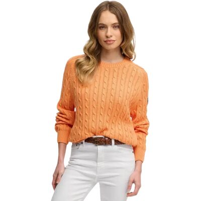 Lässiger Damen-Pullover mit Zopfmuster Superdry Orange M Femme Lässiger Damen-Pullover mit Zopfmuster Superdry Orange M Femme