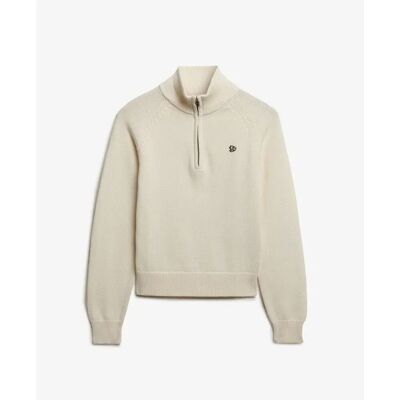 Damen Slim Fit Zip-Pullover Superdry Beige L Femme Damen Slim Fit Zip-Pullover Superdry Beige L Femme