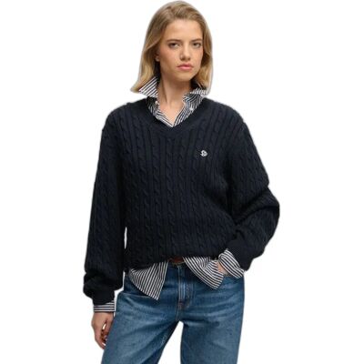 Oversized Damen-Crewneck-Pullover Superdry Bleu S Femme Oversized Damen-Crewneck-Pullover Superdry Bleu S Femme