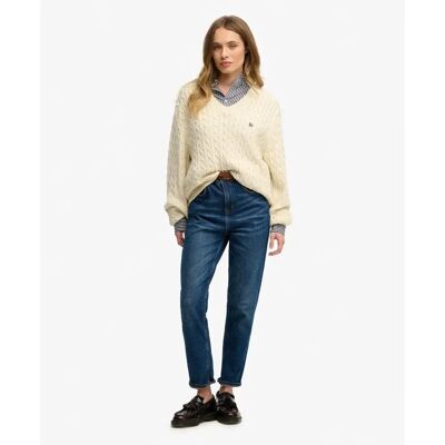 Oversized Damen-Crewneck-Pullover Superdry Blanc M Femme Oversized Damen-Crewneck-Pullover Superdry Blanc M Femme