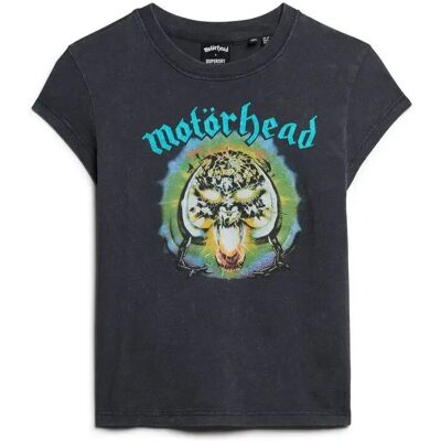 Superdry Motorhead Damen T-Shirt Schwarz - Slim Fit UK Tour Superdry Motorhead Damen T-Shirt Schwarz - Slim Fit UK Tour