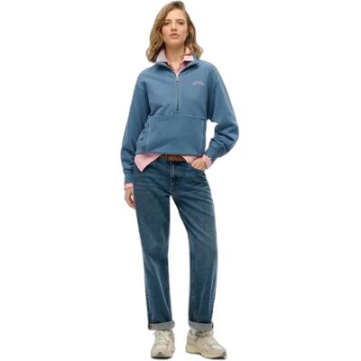 Sweatshirt mit Reißverschluss, Damen Superdry Essential Bleu XL Femme Sweatshirt mit Reißverschluss, Damen Superdry Essential Bleu XL Femme