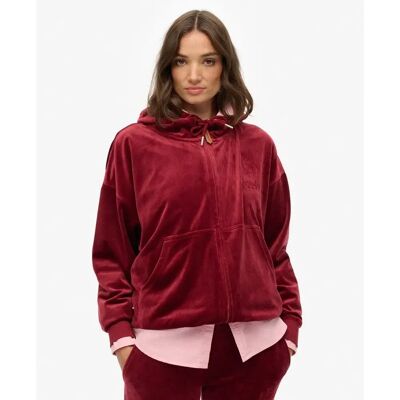 Damen Kapuzenjacke aus Velours Superdry Country Club Rouge XL Femme Damen Kapuzenjacke aus Velours Superdry Country Club Rouge XL Femme