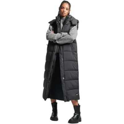 Lange ärmellose Daunenjacke mit Kapuze Frau Superdry Ripstop Noir XS Femme Lange ärmellose Daunenjacke mit Kapuze Frau Superdry Ripstop Noir XS Femme
