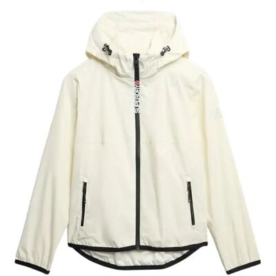 Damen Windjacke mit Kapuze und Logo Superdry Blanc L Femme Damen Windjacke mit Kapuze und Logo Superdry Blanc L Femme