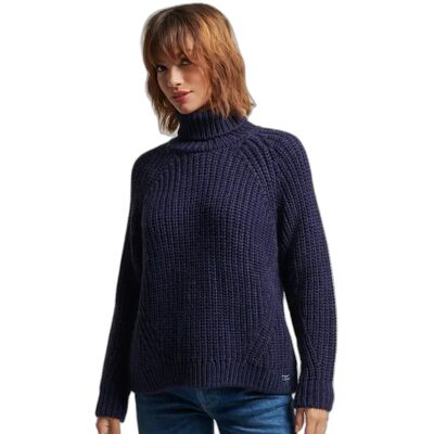 Pullover mit Rollkragen, Damen Superdry Bleu L Femme Pullover mit Rollkragen, Damen Superdry Bleu L Femme