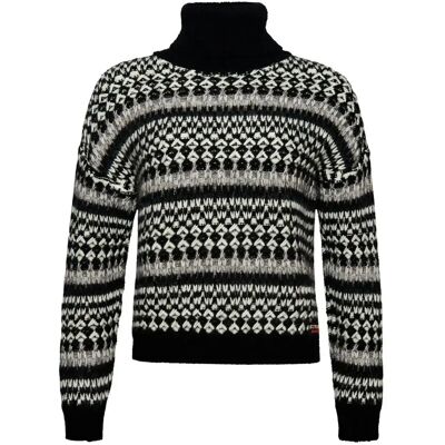 Kurzer Pullover aus Strick mit Rollkragen, Frau Superdry Noir S Femme Kurzer Pullover aus Strick mit Rollkragen, Frau Superdry Noir S Femme
