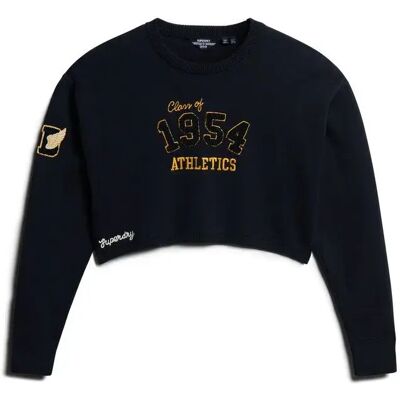 Pullover Crop Damen Superdry Varsity Bleu M Femme Pullover Crop Damen Superdry Varsity Bleu M Femme