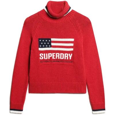 Pull mit Rollkragen für Damen Superdry Americana Rouge M Femme Pull mit Rollkragen für Damen Superdry Americana Rouge M Femme
