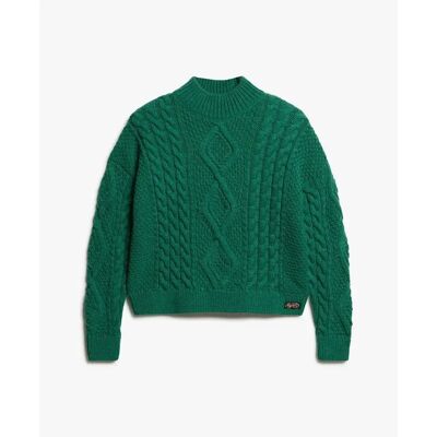 Damen-Pullover aus strukturiertem Material Superdry Aran Vert S Femme Damen-Pullover aus strukturiertem Material Superdry Aran Vert S Femme