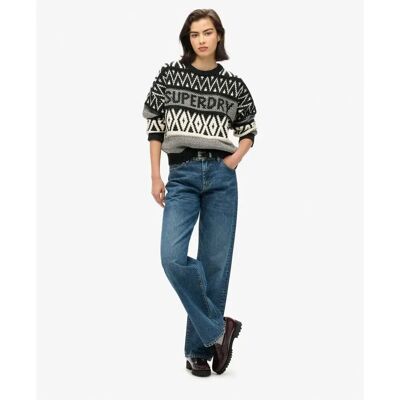 Pullover mit Muster für Damen Superdry Noir M Femme Pullover mit Muster für Damen Superdry Noir M Femme