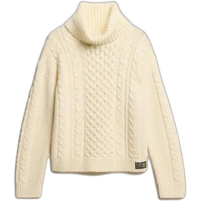 Damen Pullover mit Rollkragen aus derbs gestricktem Material Superdry Beige XS Femme Damen Pullover mit Rollkragen aus derbs gestricktem Material Superdry Beige XS Femme