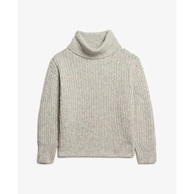Grobstrick-Pullover mit weitem Ausschnitt für Frauen Superdry Gris L/XL Femme Grobstrick-Pullover mit weitem Ausschnitt für Frauen Superdry Gris L/XL Femme