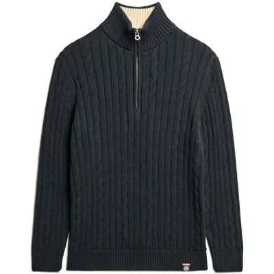Damen Rugby-Pullover mit Stehkragen aus Strick Superdry Bleu S Femme Damen Rugby-Pullover mit Stehkragen aus Strick Superdry Bleu S Femme
