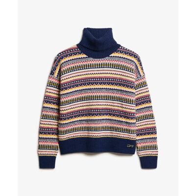 Gestreifter Strukturpullover für Damen Superdry Bleu XS Femme Gestreifter Strukturpullover für Damen Superdry Bleu XS Femme