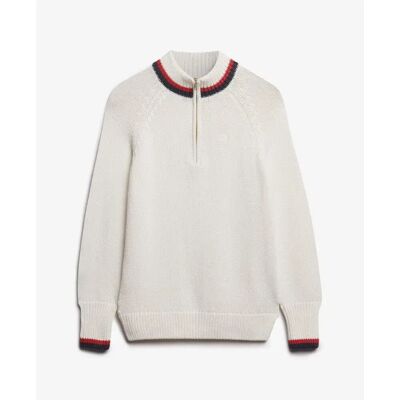 Damen Sweatshirt mit Reißverschluss und Paspel Superdry Beige M Femme Damen Sweatshirt mit Reißverschluss und Paspel Superdry Beige M Femme