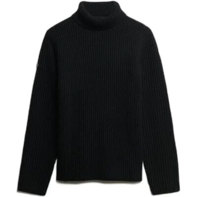 Pullover mit gebürstetem Zopfmuster für Damen Superdry Noir XS Femme Pullover mit gebürstetem Zopfmuster für Damen Superdry Noir XS Femme