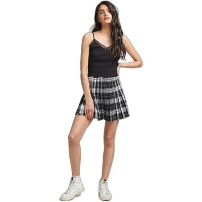 Miniplissee-Rock mit Karomuster Frau Superdry Noir S Femme Miniplissee-Rock mit Karomuster Frau Superdry Noir S Femme