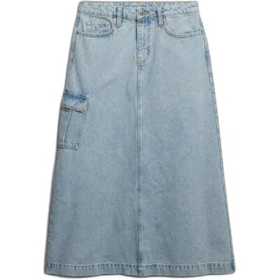 Damenrock Superdry Maxi Bleu XS Femme Damenrock Superdry Maxi Bleu XS Femme