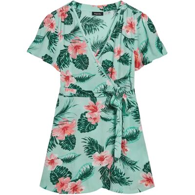 Bedrucktes Mini-Wickelkleid, Damen Superdry Vert XS Femme Bedrucktes Mini-Wickelkleid, Damen Superdry Vert XS Femme