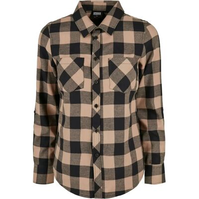 Kariertes Flanellhemd für Frauen Urban Classics Turnup Noir 5XL Femme Kariertes Flanellhemd für Frauen Urban Classics Turnup Noir 5XL Femme
