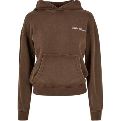 Sweat Frottee-Kapuzenpullover mit kleiner Stickerei Damen Urban Classics Marron M Femme Sweat Frottee-Kapuzenpullover mit kleiner Stickerei Damen Urban Classics Marron M Femme