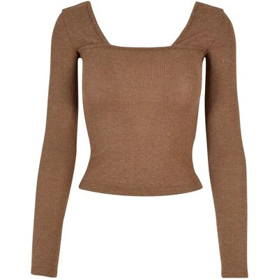 Body mit langen Ärmeln und quadratischem Ausschnitt, gerippt, Damen Urban Classics Vert S Femme Body mit langen Ärmeln und quadratischem Ausschnitt, gerippt, Damen Urban Classics Vert S Femme