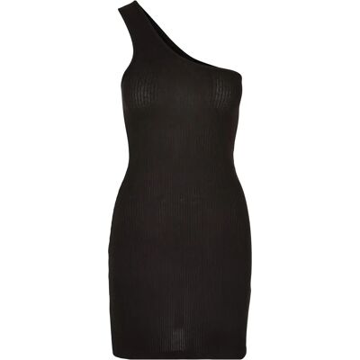Ein-Schulter-Rippenkleid, Damen Urban Classics Noir XL Femme Ein-Schulter-Rippenkleid, Damen Urban Classics Noir XL Femme