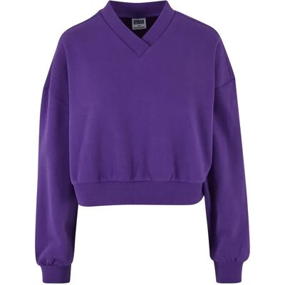Sweatshirt mit V-Ausschnitt, Damen Urban Classics Violet XS Femme Sweatshirt mit V-Ausschnitt, Damen Urban Classics Violet XS Femme