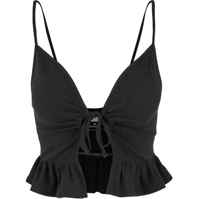Tanktop mit Rüschen aus Waffelpiqué, Damen Urban Classics Noir 5XL Femme Tanktop mit Rüschen aus Waffelpiqué, Damen Urban Classics Noir 5XL Femme